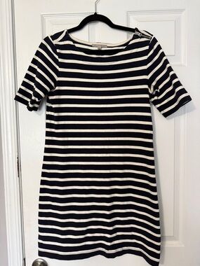 GAP Navy and White Striped Short Sleeve Mini Dress